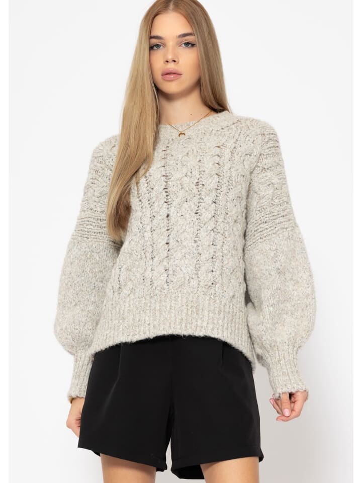 

Пуловер SASSYCLASSY Super flauschiger Pullover mit Zopfmuster, серый