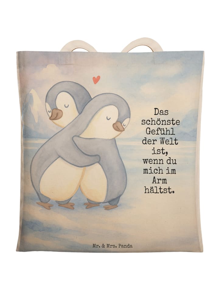 

Mr. & Mrs. Panda Сумка-шоппер с изображением обнимающегося пингвина и надписью белого цвета