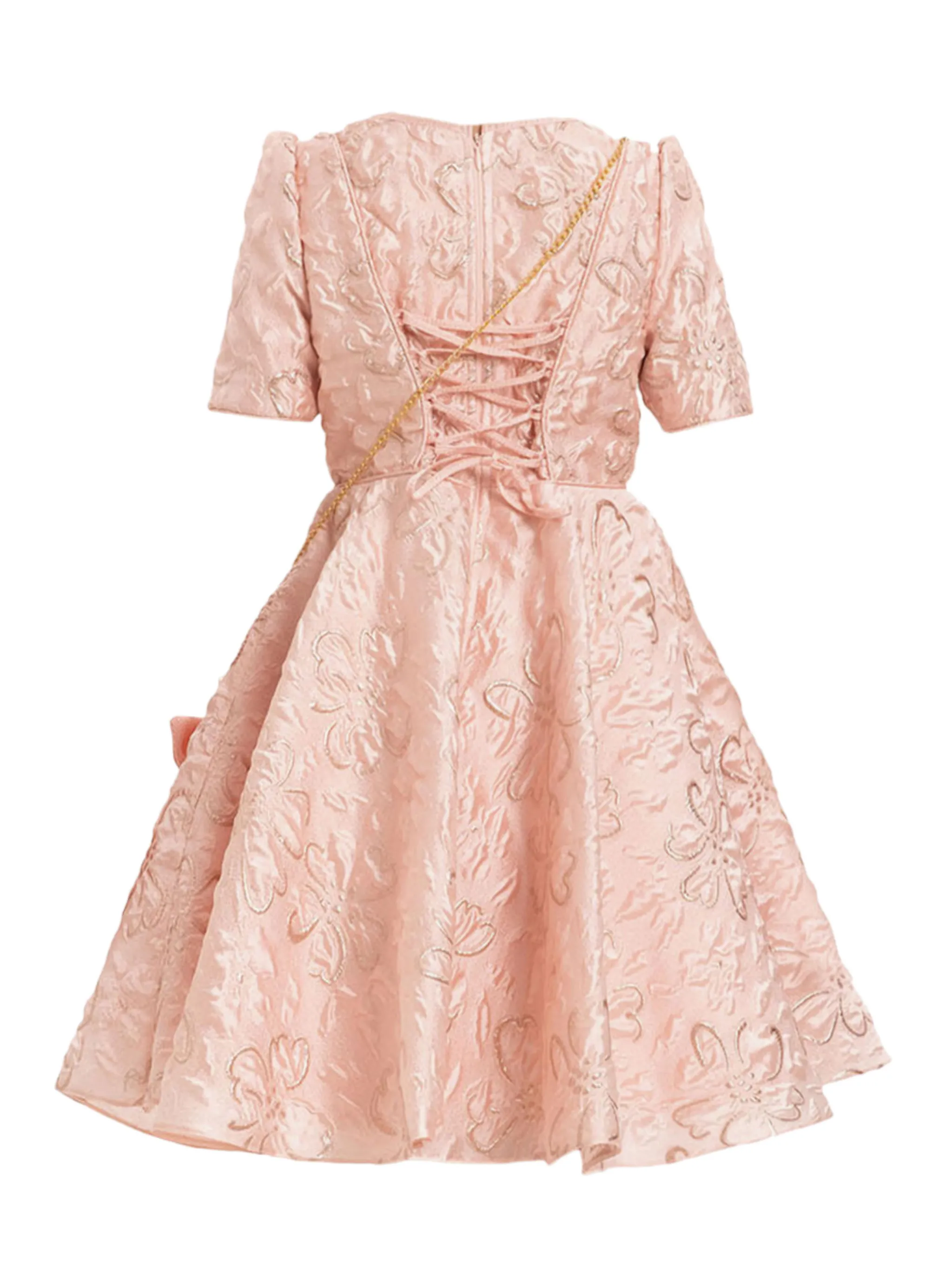 Платье с объемными рукавами и цветочной вышивкой Dress & Fleur, розовый — фото 2