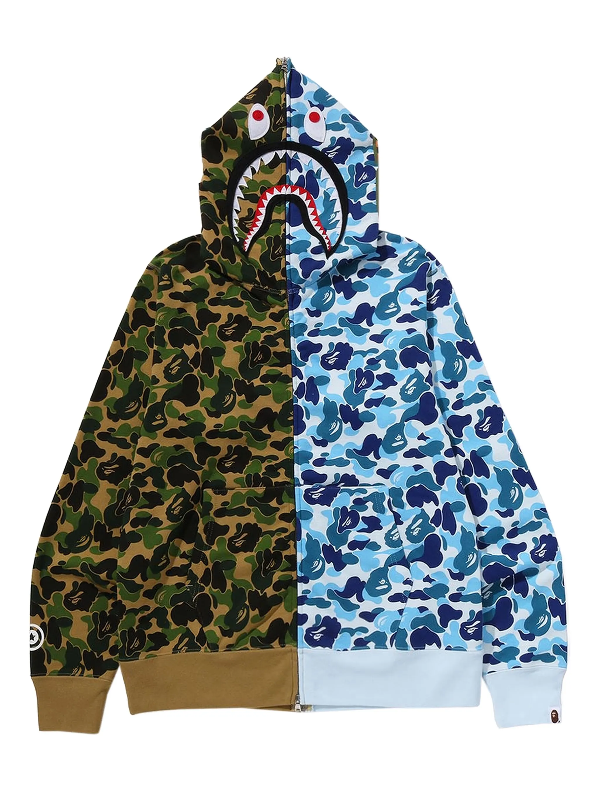

Худи Abc Camo Separate Shark на молнии A Bathing Ape, зеленый