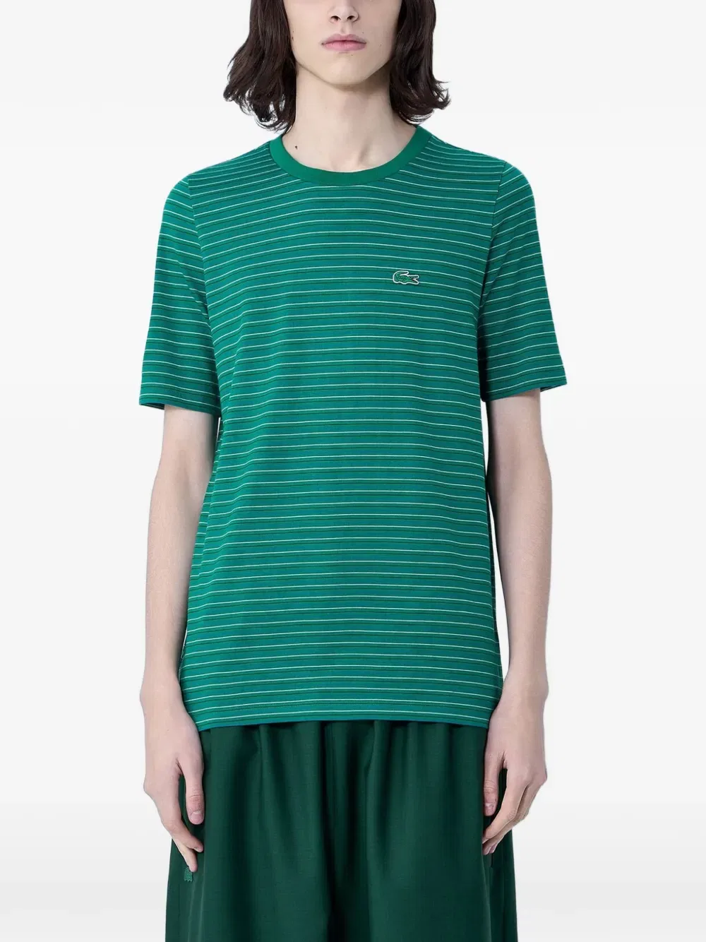 Полосатая футболка Lacoste, зеленый
