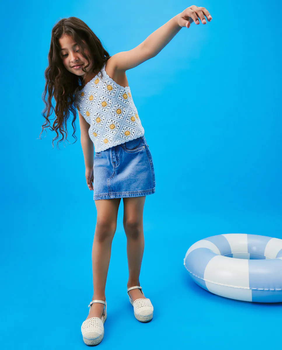 

Базовая джинсовая юбка для девочек Kids El Corte Inglés, бледно-голубой