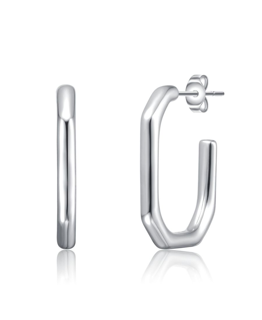 

Серьги-кольца шестиугольной формы с покрытием из белого золота или 14-каратного золота Rachel Glauber, Silver