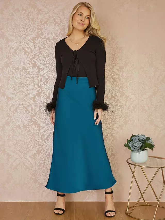 

Юбка Yumi Satin Midi, цвет teal