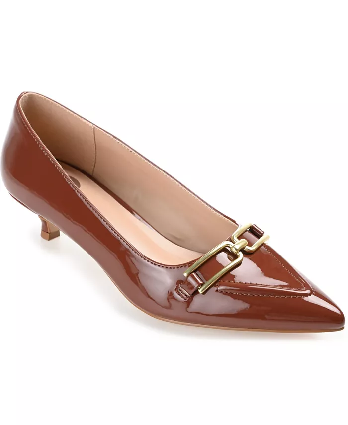 Женские туфли-лодочки Rumi с острым носом и каблуком "кitten heel" Journee Collection, коричневый