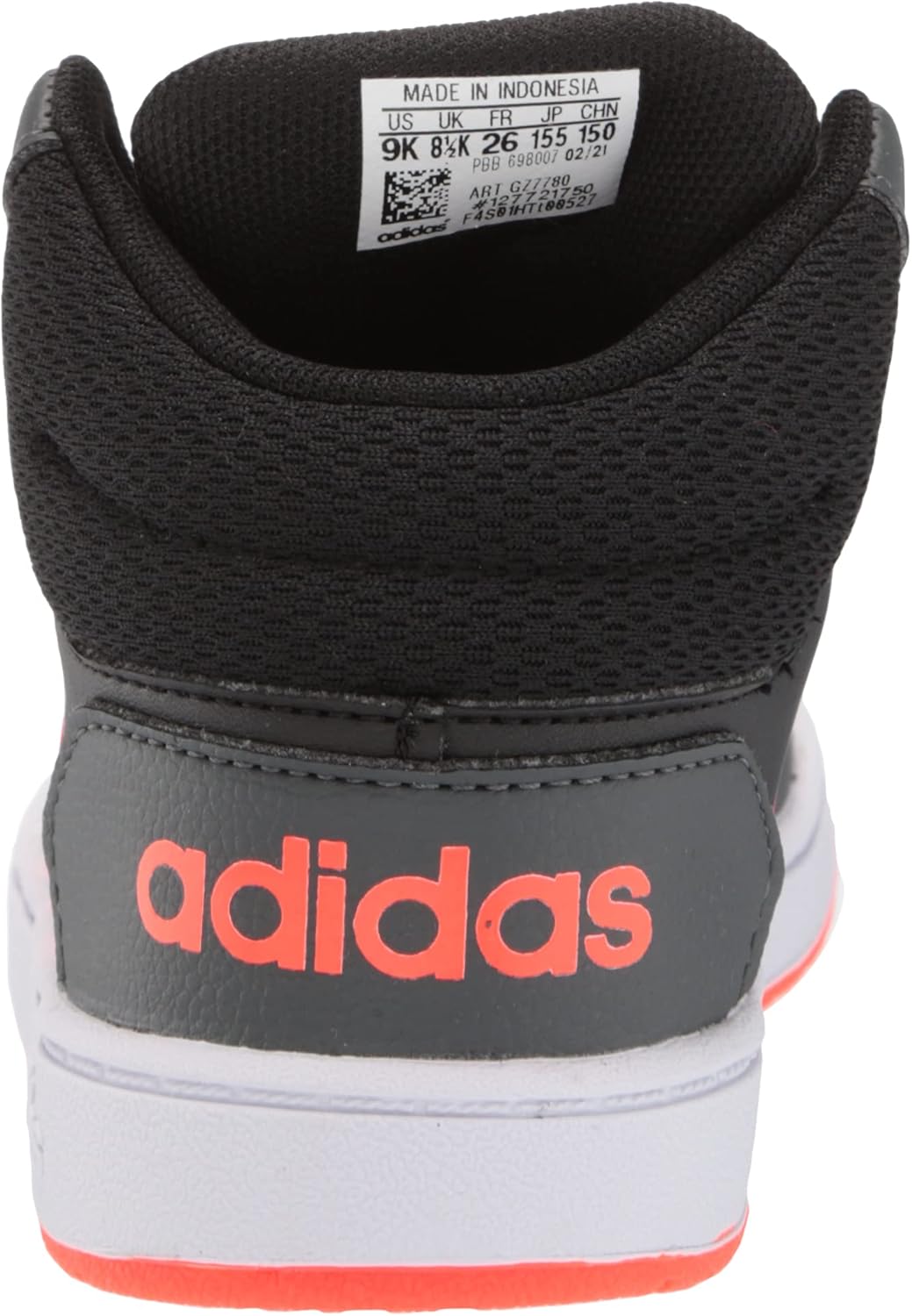 Кроссовки Adidas Kids' Hoops 2.0 Mid, черный/красный/серый — фото 3
