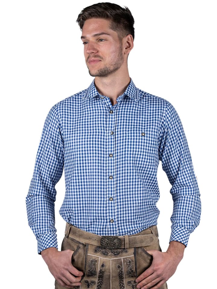 

Edelnice Традиционная рубашка «Эдельнице» в сине-белую клетку