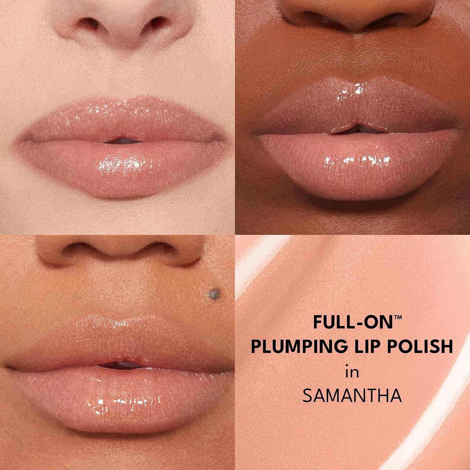 Buxom Full-On Plumping Lip Polish, блеск для губ, тонирующий блеск для губ, формула с пептидами и витамином Е для придания губам объема и увлажнения. 4,4 мл (1 шт.), AU Samantha (Peachy Beige Shimmer) — фото 3