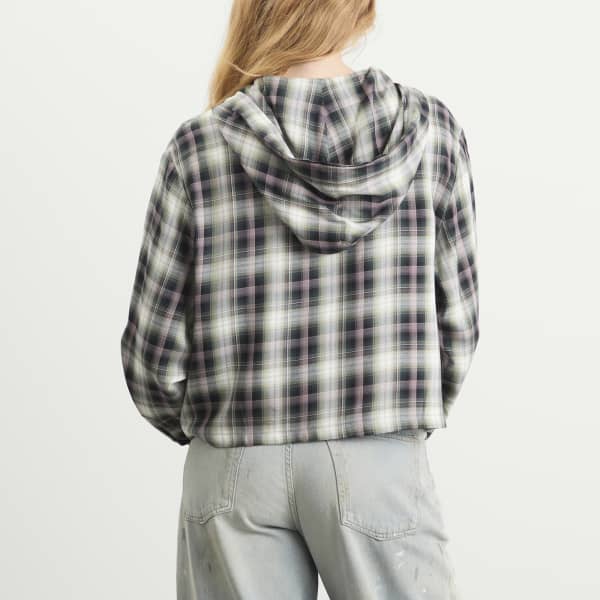 Рубашка с капюшоном из фланели с надписью «Sip check» Acne Studios, черный & зеленый — фото 3