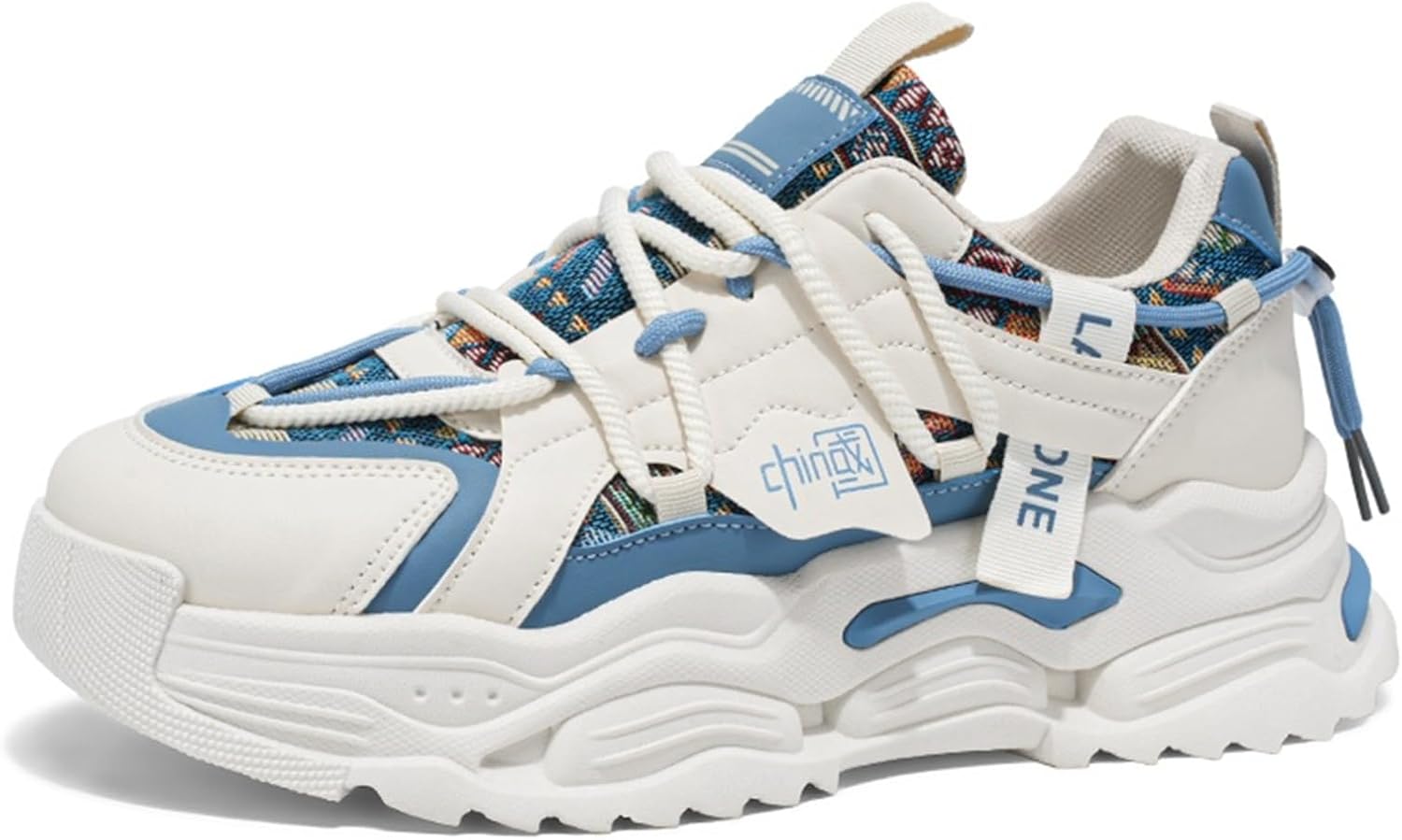 

Модные кроссовки на платформе с китайским узором и шнуровкой для мужчин, повседневные, противоскользящие, для бега, прогулок, спорта, тренажерного зала и вождения Netehadi, бежевый