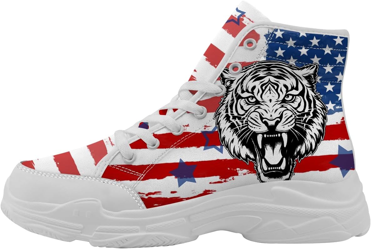 

Кеды для мужчин и женщин на шнуровке, высокие кроссовки с флагом США, подарок для нее и для него Quorax, белый/красный/синий