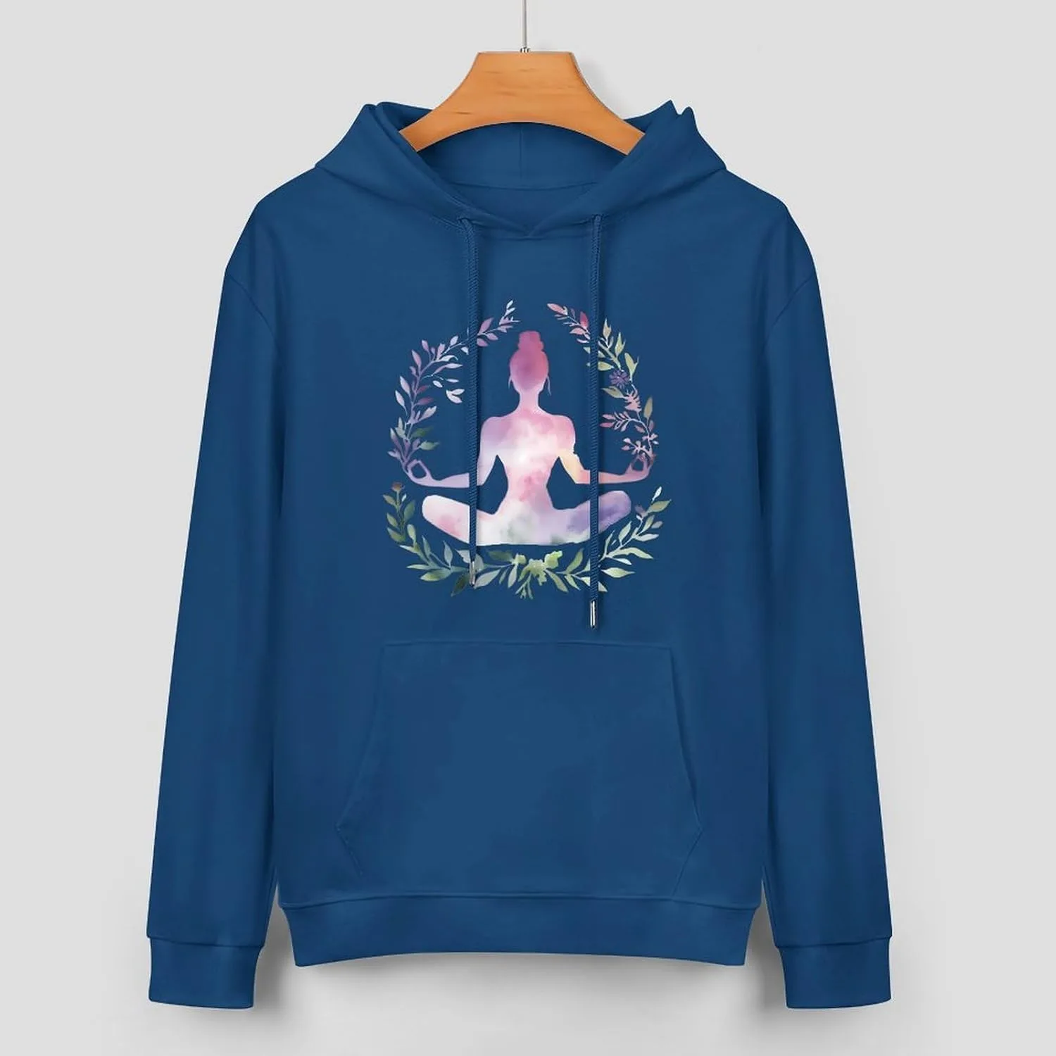 Толстовка с капюшоном Watercolor Yoga Pose для мужчин, хлопок, с карманом — фото 3