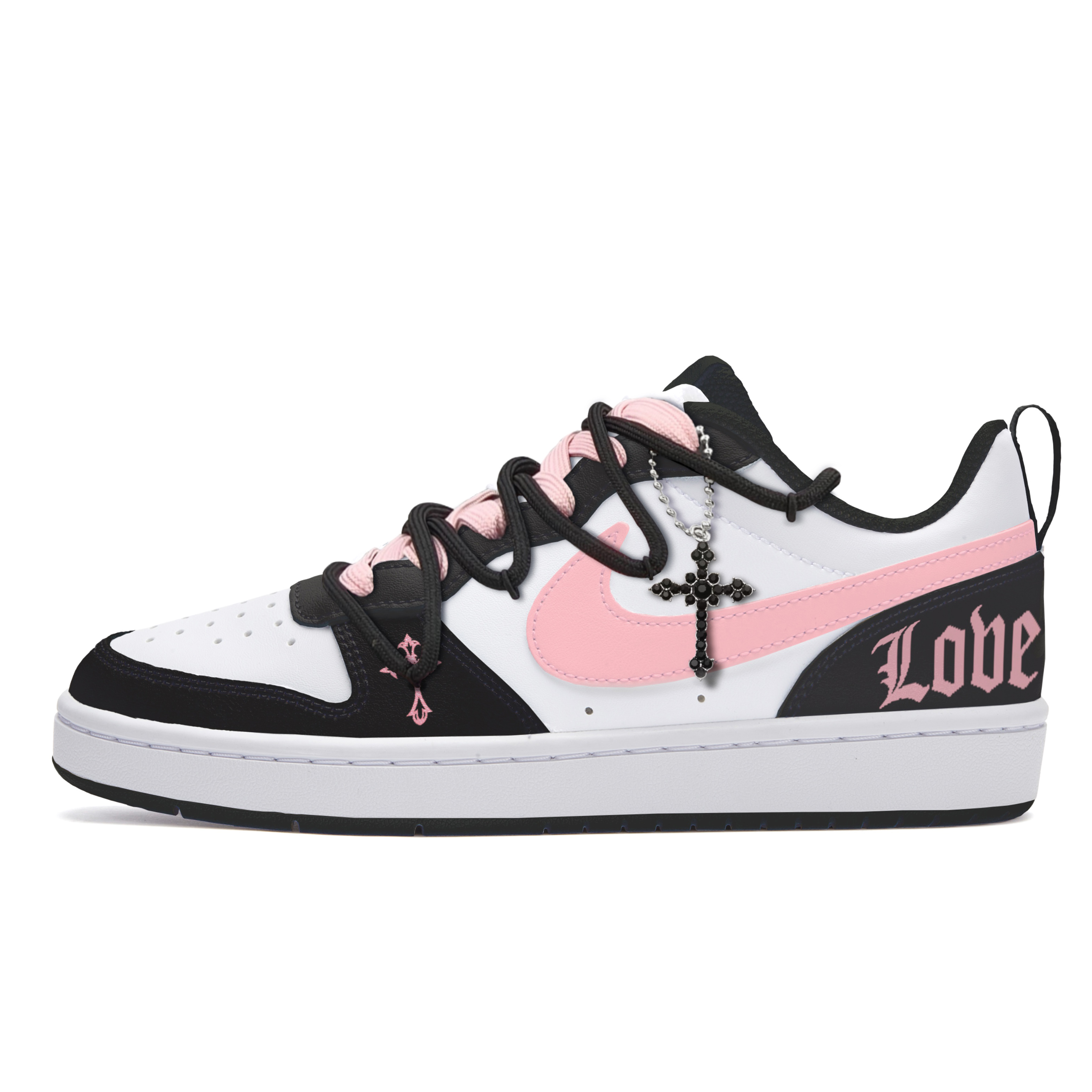 

Кроссовки Nike Court Borough Skateboarding Shoes Women's Low-top Black/pink, черный/розовый