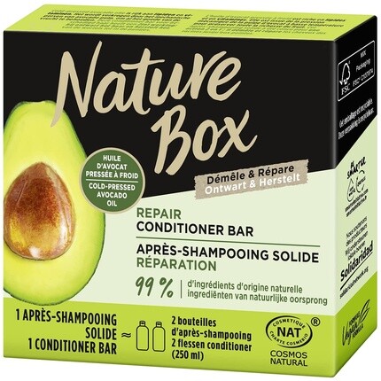 

Nature Box Твердый восстанавливающий кондиционер с маслом авокадо холодного отжима 80 г, Henkel