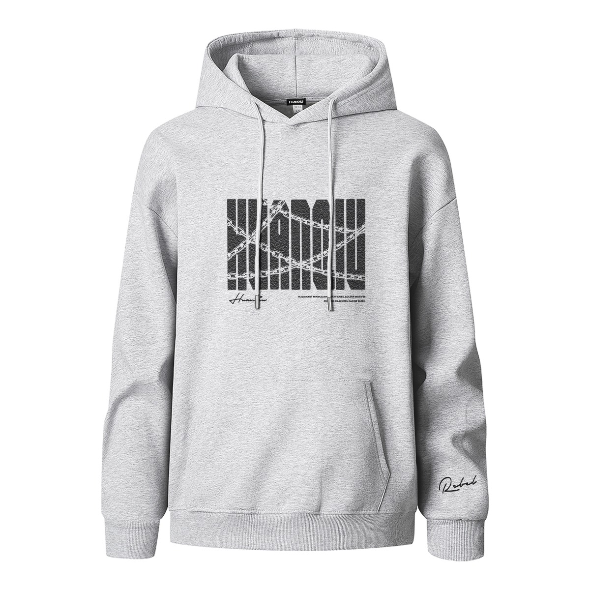 

Толстовка Unisex Hooded Moderate Heavyweight HUANQIU, белый heather серый