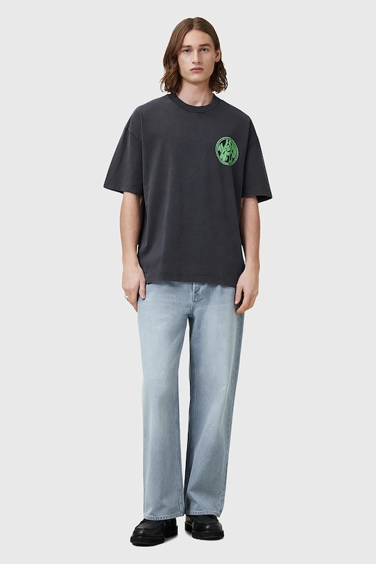 

Хлопковая футболка DISTORTION Allsaints, серый