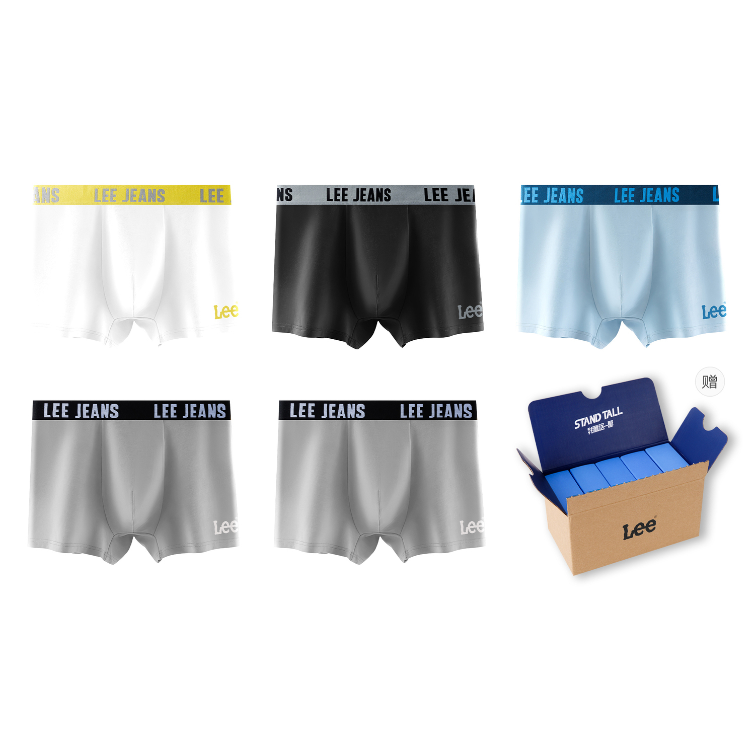 

Подарочный набор мужского белья 5 пар Lee, 5 Pack (серый+серый+белый+черный+светло-синий)