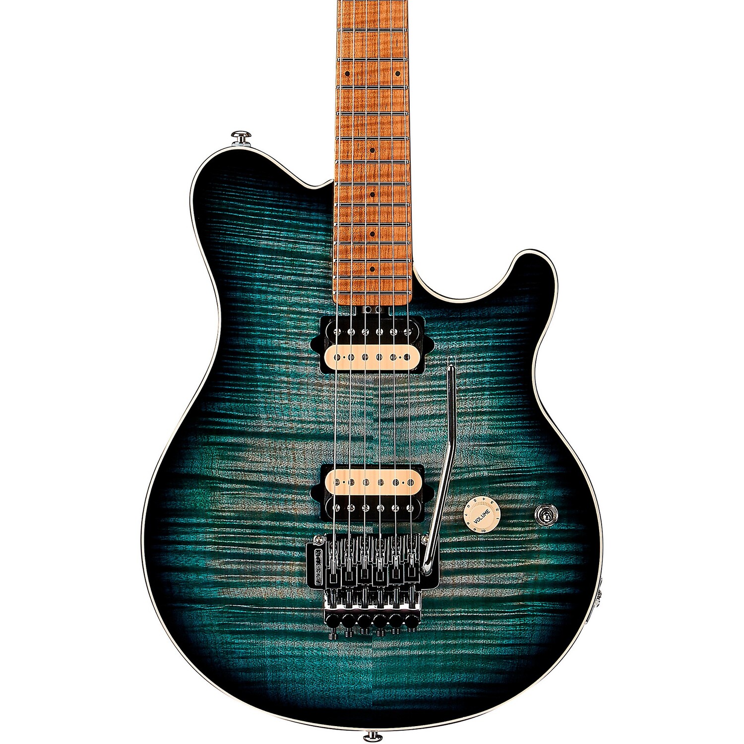 

Эрни Болл Music Man Axis Flame Top Электрогитара Yucatan Blue