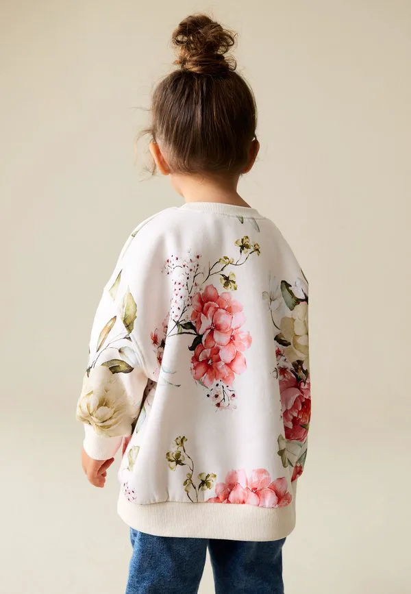 Толстовка с круглым вырезом стандартного кроя Next, Cream Floral — фото 2