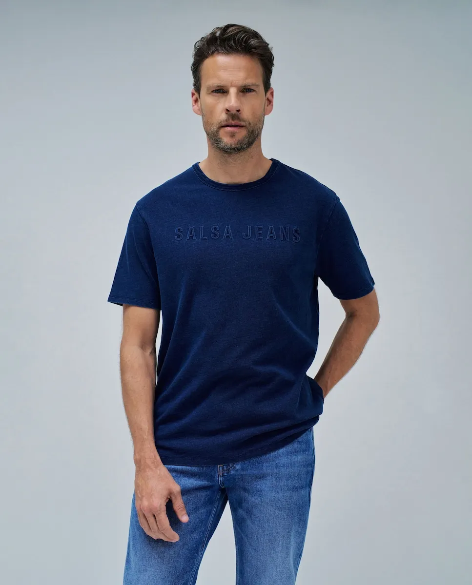 

Мужская футболка с логотипом Salsa Jeans, темно-синий