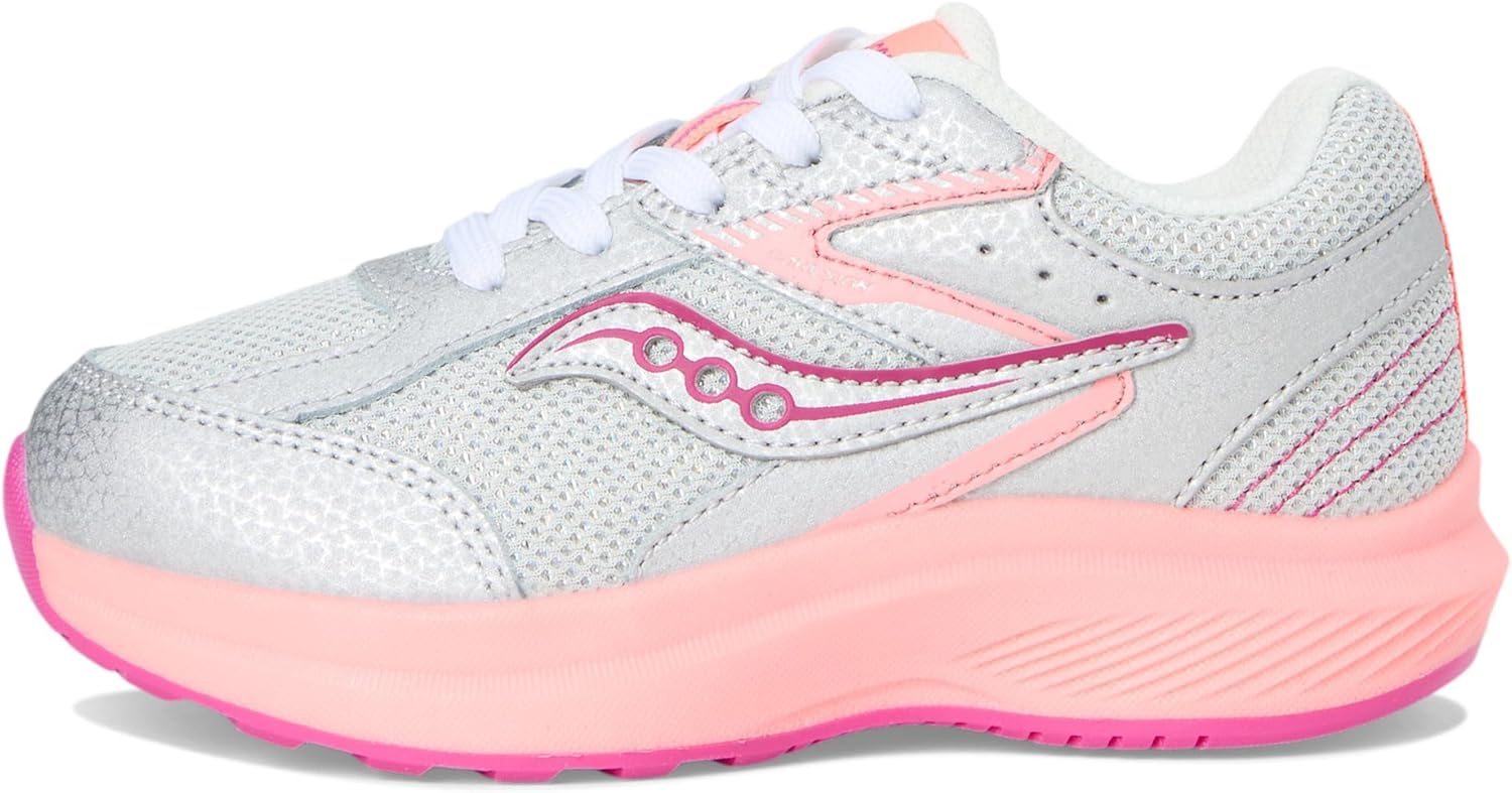 Детские кроссовки Cohesion для мальчиков и девочек Saucony, Silver/Coral — фото 4