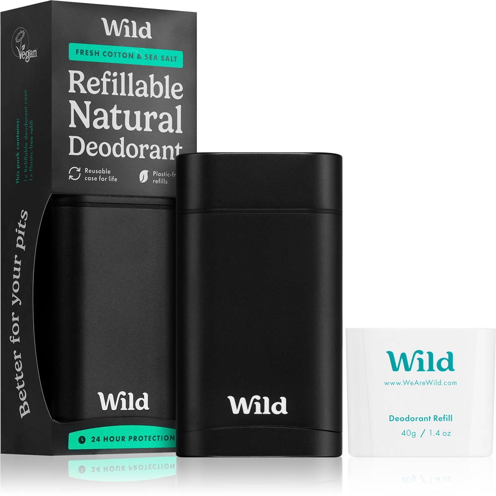 Мужской дезодорант-карандаш Fresh Cotton & Sea Salt, черный футляр с корзиной Wild, 40 гр — фото 2