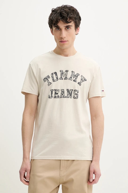 

Хлопковая футболка Tommy Jeans, бежевый