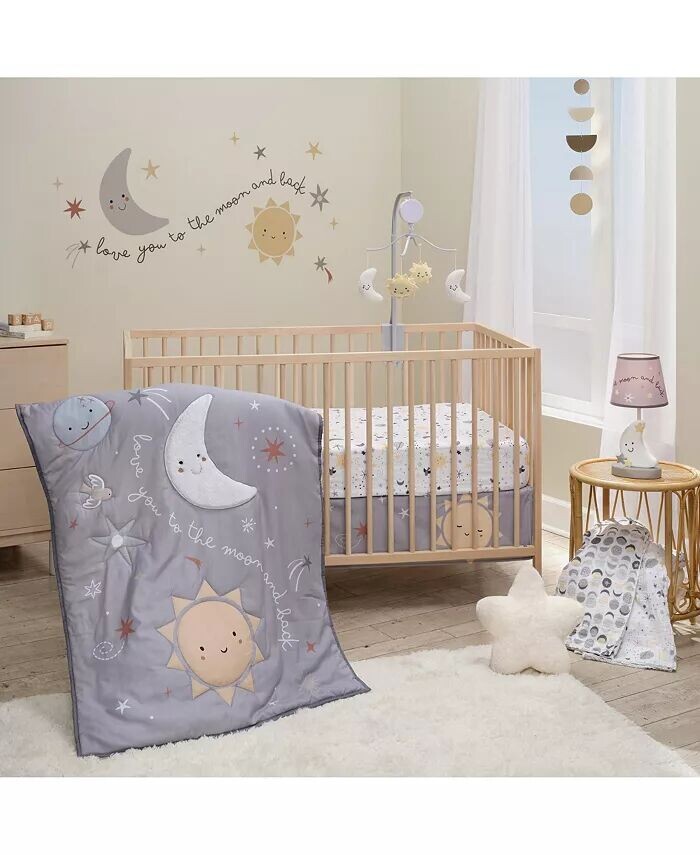 

Комплект постельного белья для детской кроватки Bedtime Originals Celestial из 3 предметов, серый
