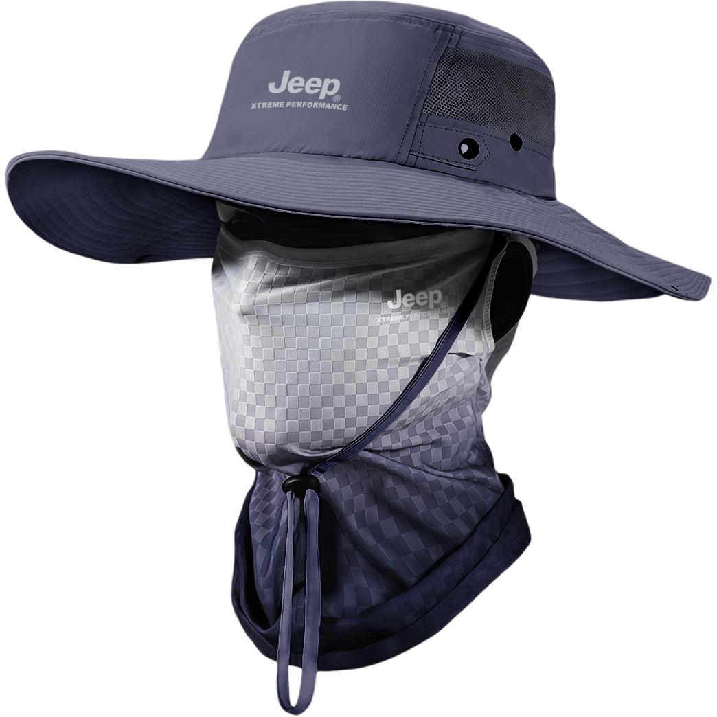 

Полиамидная шляпа от солнца Unisex Jeep, [темно-синий hat+gradient серый face masks]two-piece set