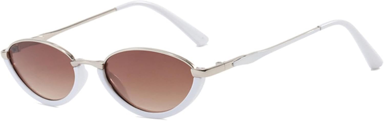 

Женские солнцезащитные очки «кошачий глаз» с двухцветным оправой, мужские ретро-очки с заклепками, градиентные линзы, защита от УФ-излучения UV400 HHZZYVY, C3-white Tea