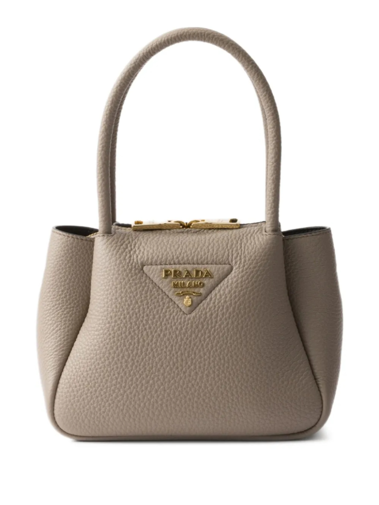 

Мини-сумка-тоут из кожи Prada, коричневый