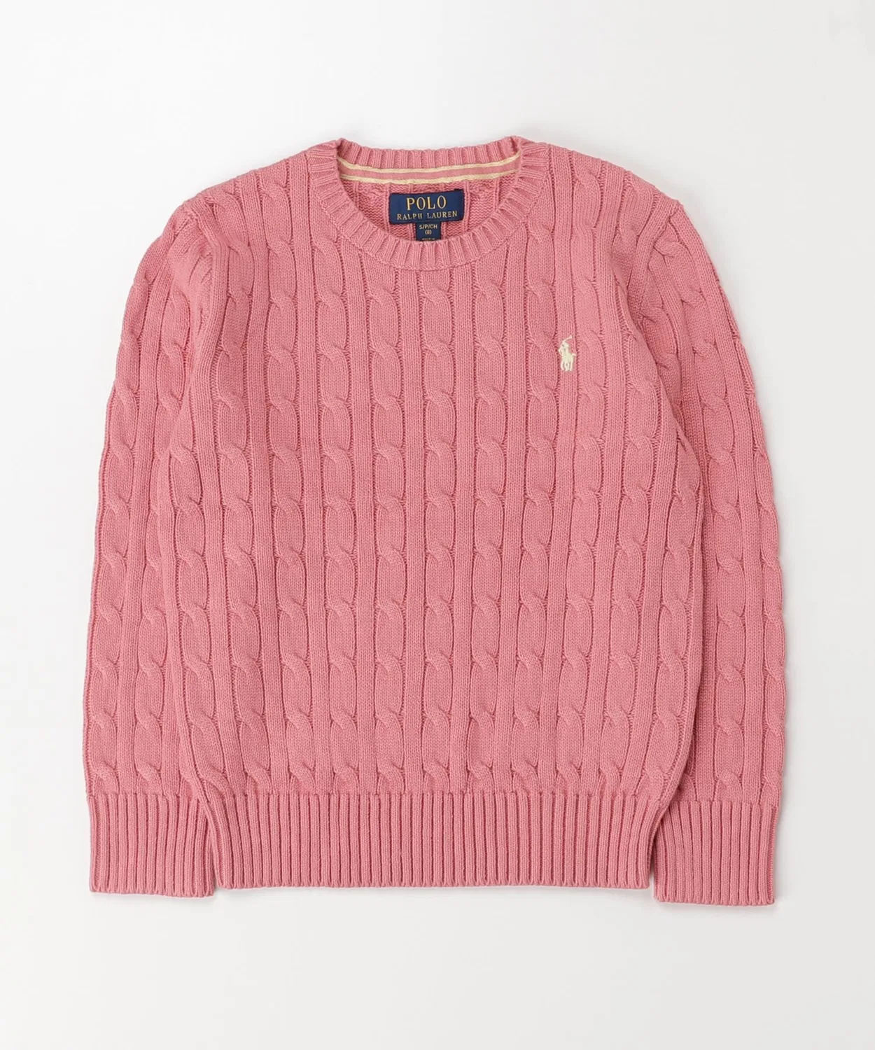 Свитер с косами из хлопка, бренд Polo Ralph Lauren, розовый — фото 3