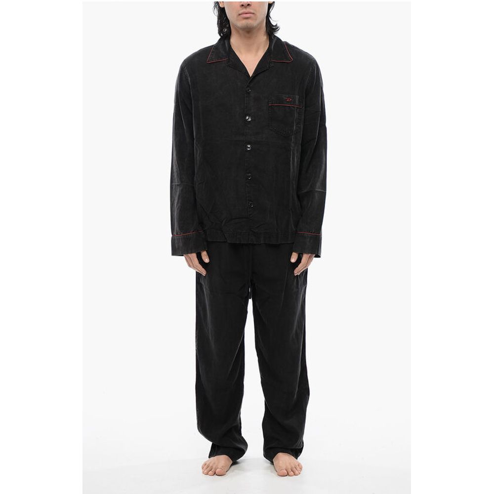 

Длинный пижамный комплект с эффектом выцветания и однотонным принтом UMSET-LOOMY Diesel, Black