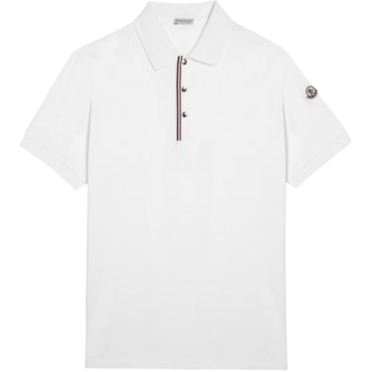 Футболка поло с коротким рукавом и логотипом Moncler, белая — фото 2