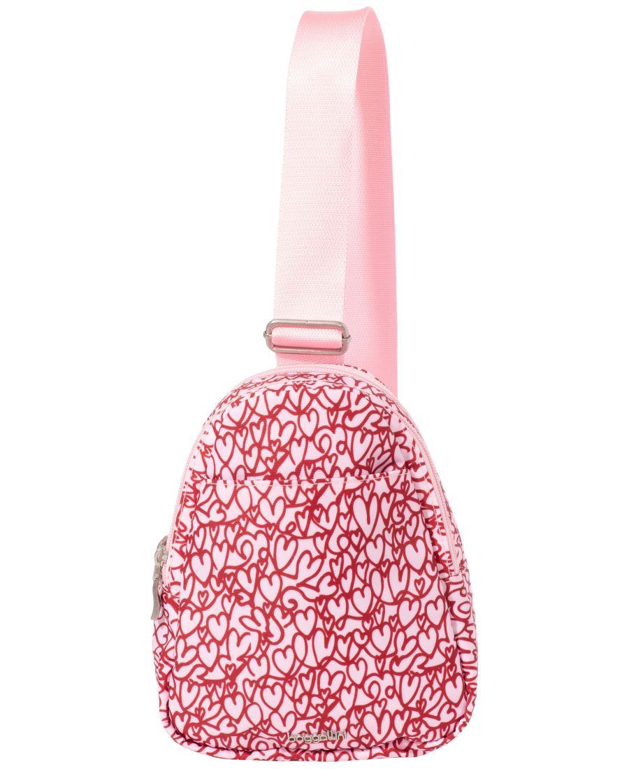 

Миниатюрная сумка через плечо с двойной молнией Baggallini, Heart Print