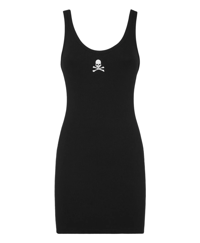 

Платье-Комбинация из трикотажа в рубчик Philipp Plein, черный