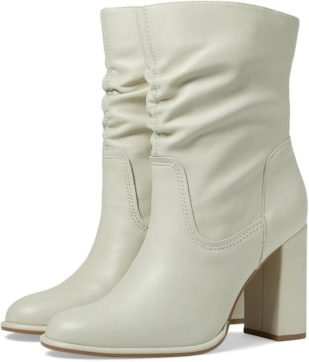 Женские полусапоги Steve Madden Vector кожаные на каблуке, слоновая кость