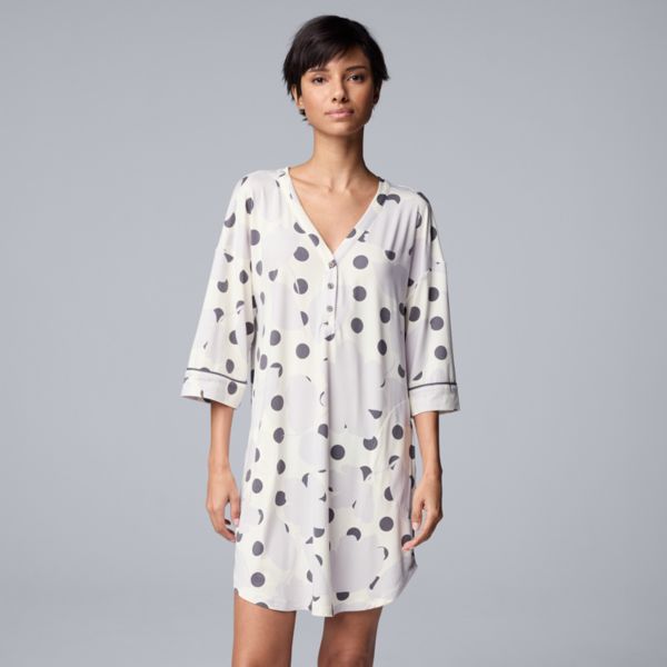 

Женская уютная ночная рубашка с рукавами локтя хенли Simply Vera Vera Wang, цвет ivory floral