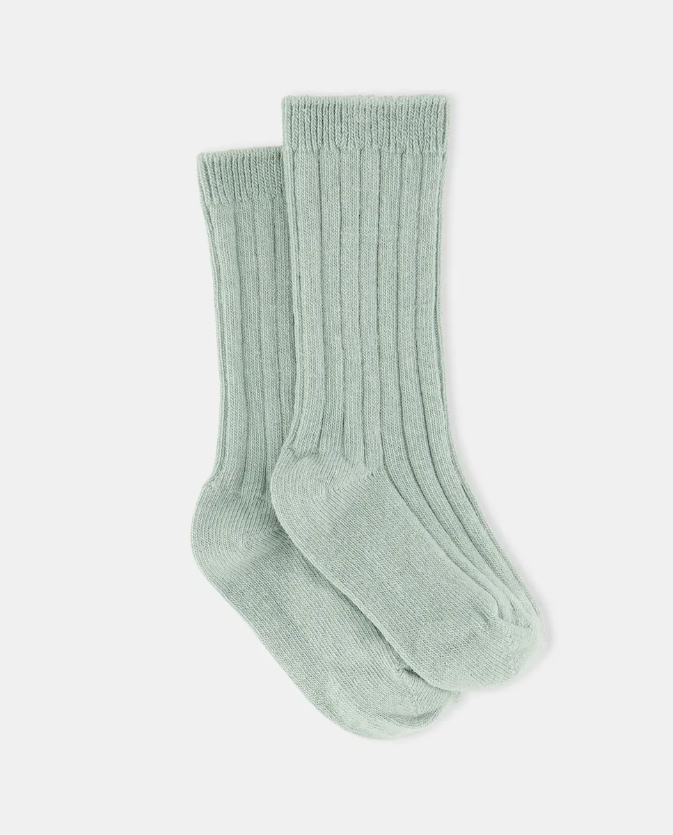 

Высокий ребристый носок для девочки-младенца Cotton Juice, светло-зеленый