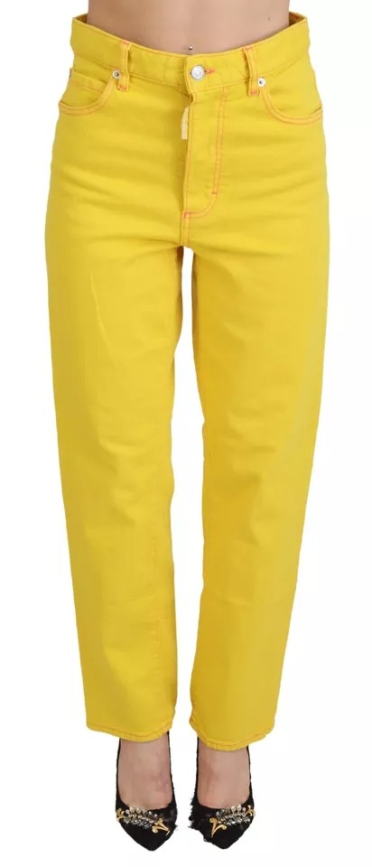 

Желтые хлопковые джинсы прямого покроя с высокой талией Boston Jeans Dsquared2