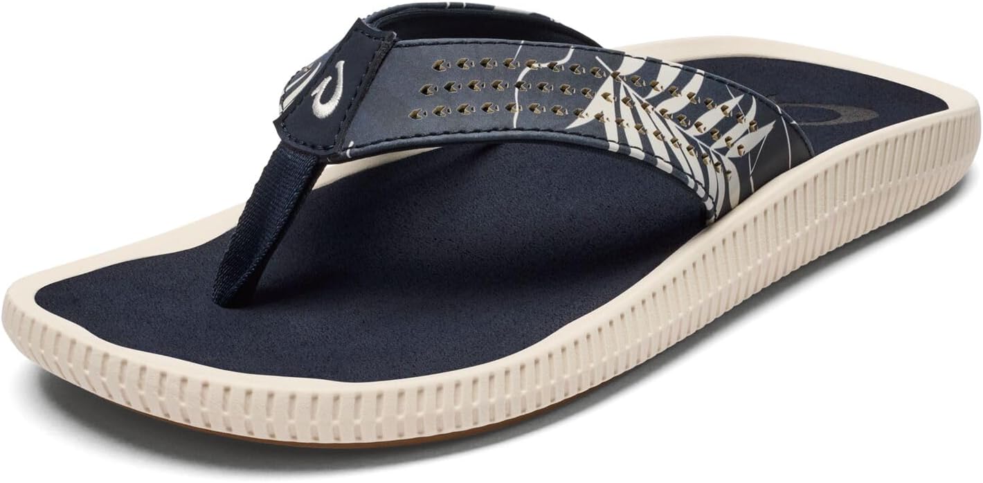 

Мужские пляжные сандалии OLUKAI Ulele, водонепроницаемые шлепанцы, поддержка свода стопы и комфортная посадка, легкие и прочные, улучшенное сцепление и устойчивость, Trench Blue/Aloha