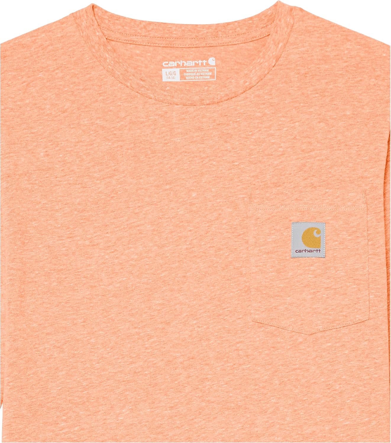Carhartt Kid's CA6619 футболка с длинным рукавом и принтом на кармане, Mock Orange Heather — фото 2