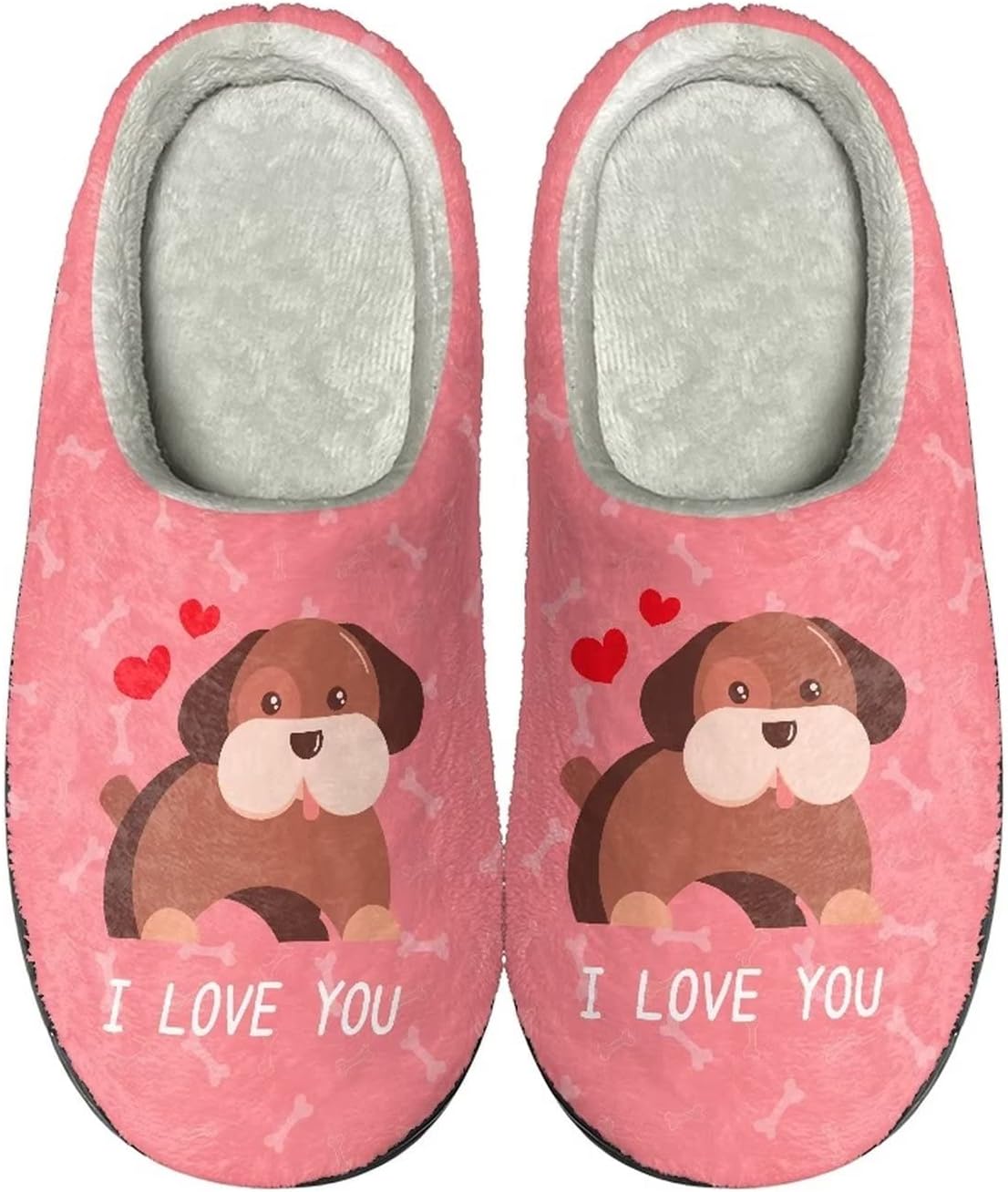 

Теплые тапочки для пары и семьи, осенне-зимняя обувь для дома и общежития, с мягкой подошвой и противоскользящей структурой, для женщин и мужчин Giftpuzz, Dog&i Love You
