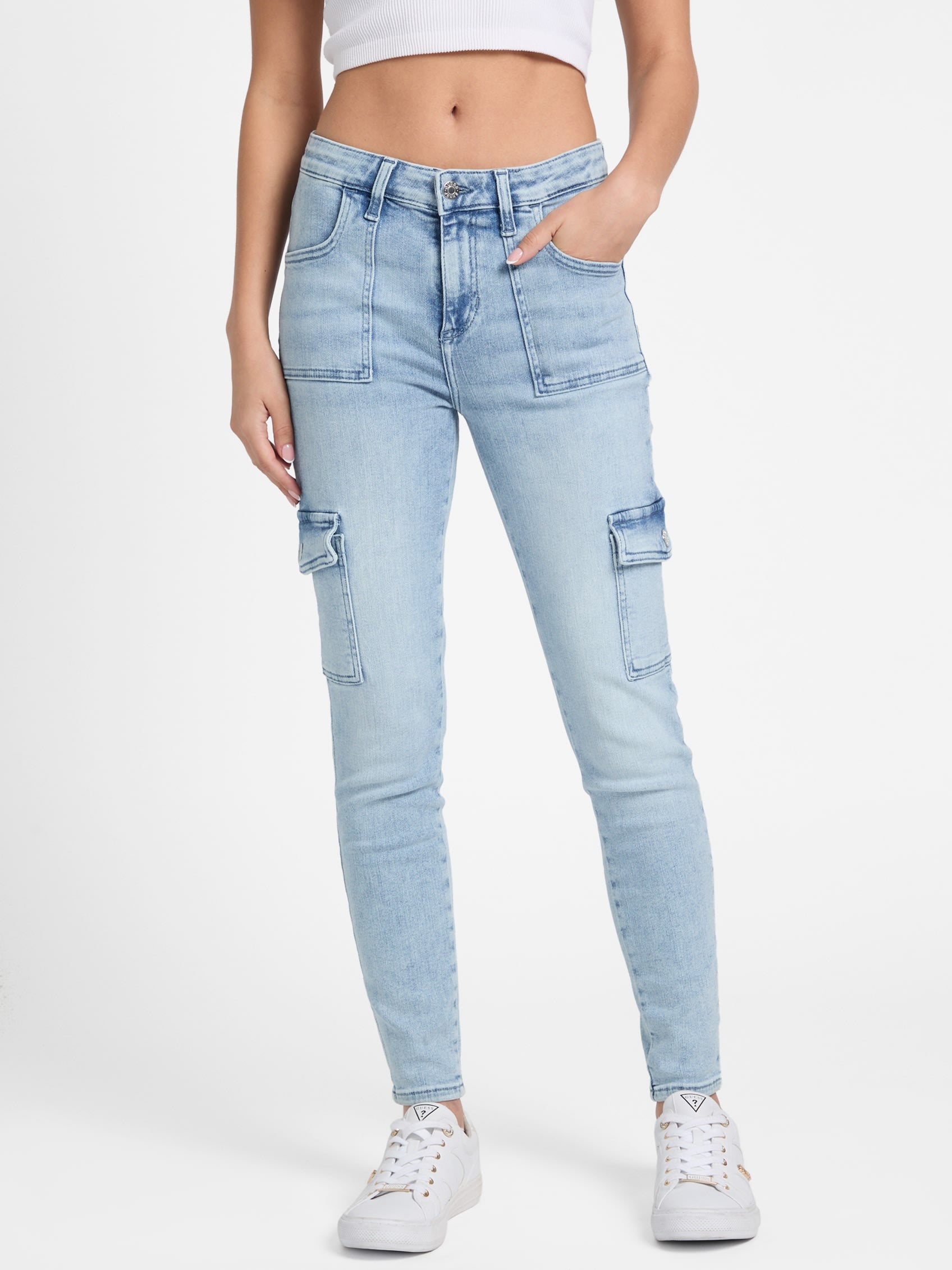

Экологичные джинсы Tessa Cargo скинни Guess Factory, Light Wash