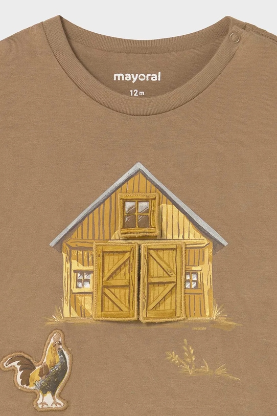 Детская хлопковая кофта с длинным рукавом Mayoral, коричневый — фото 3