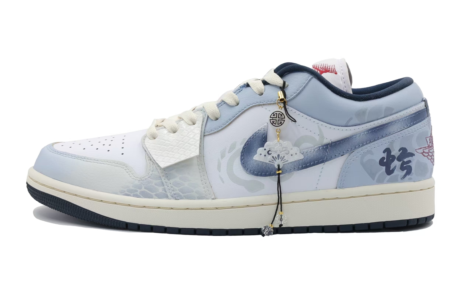 

Jordan Кроссовки баскетбольные мужские Air 1 Celadon Lingyi низкие винтажные синие белые амортизирующие износостойкие