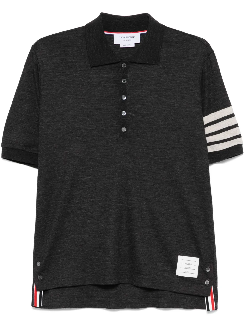 

Шерстяная рубашка поло с полосками 4-Bar THOM BROWNE, серый
