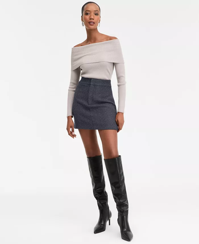 

Женская мини-юбка с декоративными элементами I.N.C. International Concepts, серый