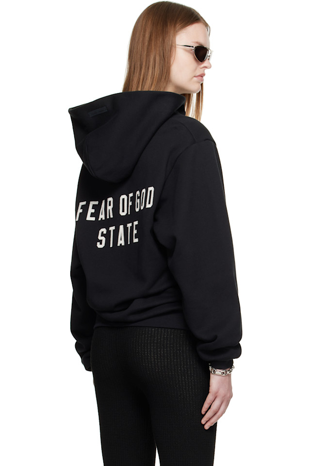 Fear Of God Essentials Черная флисовая толстовка на молнии в стиле 90-х — фото 3
