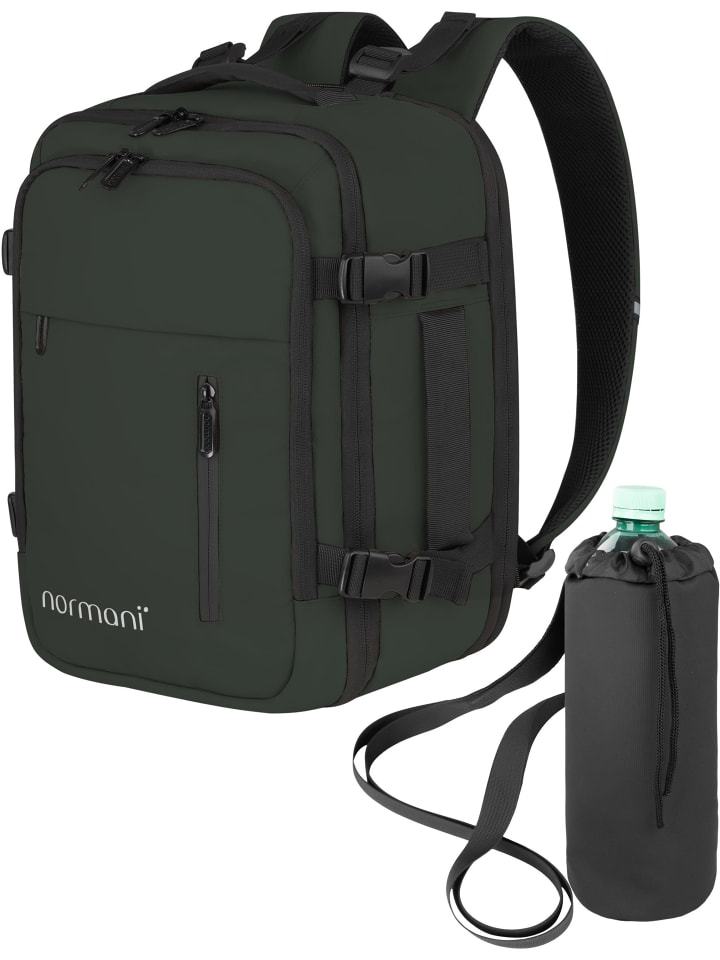 

Normani Расширяемый рюкзак для ручной клади с карманом для бутылки, оливкового цвета